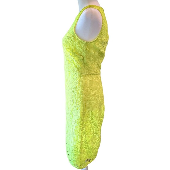 JCREW Collection Illusion Lace Sheath Poppy Dress in Neon Yellow - Picture 2 of 5
